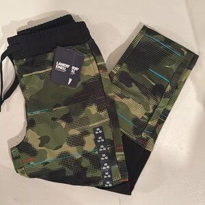 Lands' End Boys Athletic Tech Fleece Sweat Pants - Deepest Olive Camo